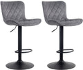 2-delige Set Barkrukken - Hoge Krukken - Modern Design, Hoogte Verstelbaar & 360° Rotatie Kleur donkergrijs Materiaal zacht