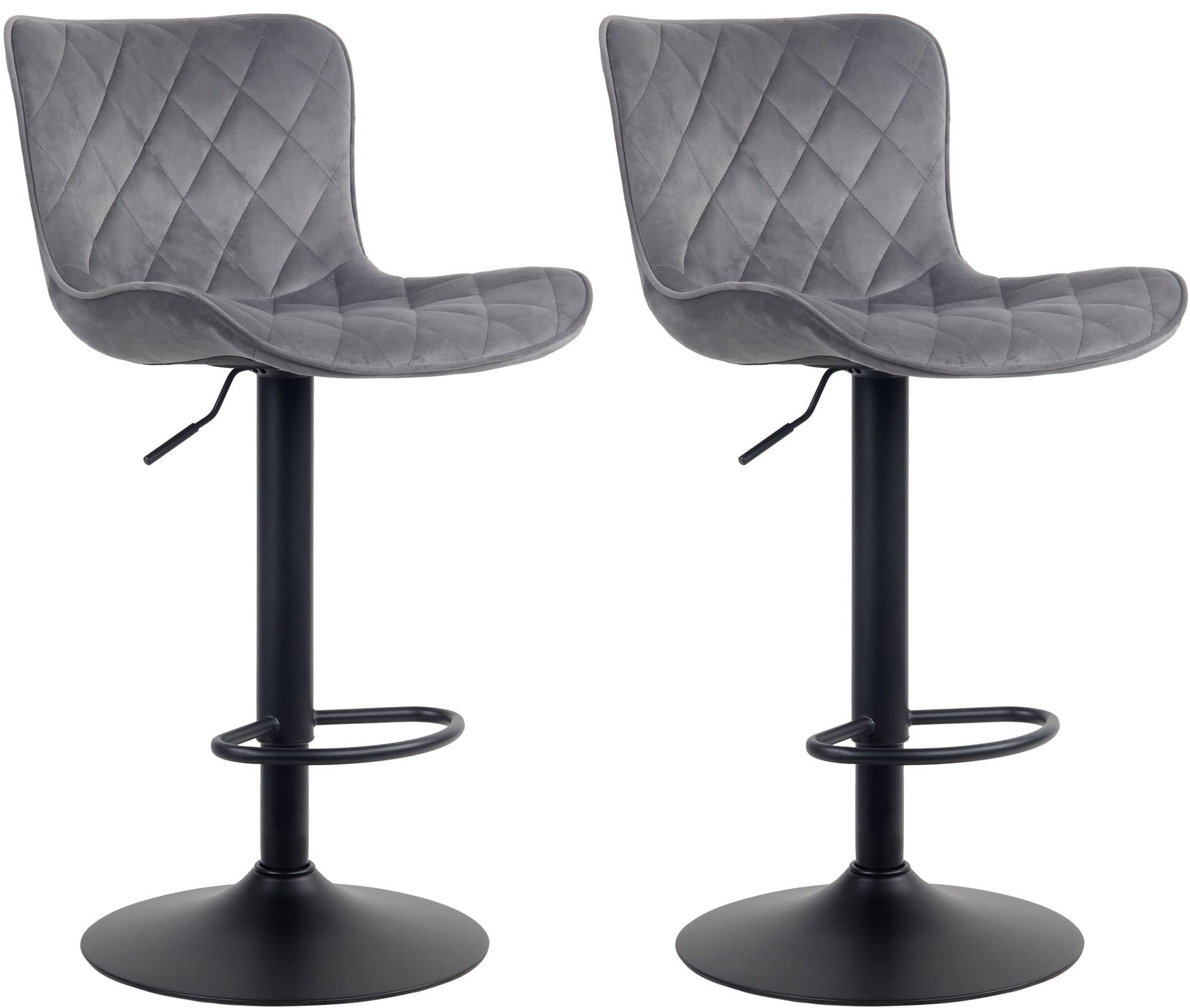 2-delige Set Barkrukken - Hoge Krukken - Modern Design, Hoogte Verstelbaar & 360° Rotatie Kleur donkergrijs Materiaal zacht
