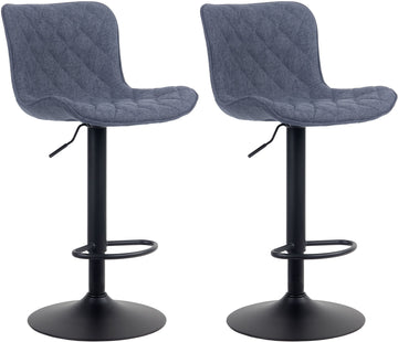 Set van 2 Barkrukken - Keukenkrukken - Hoogte Verstelbaar, Modern Design Kleur blauw