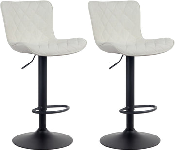 Set van 2 Moderne Barkrukken - Hockerstoelen - Optimaal Comfort, Verstelbare Hoogte Kleur crème