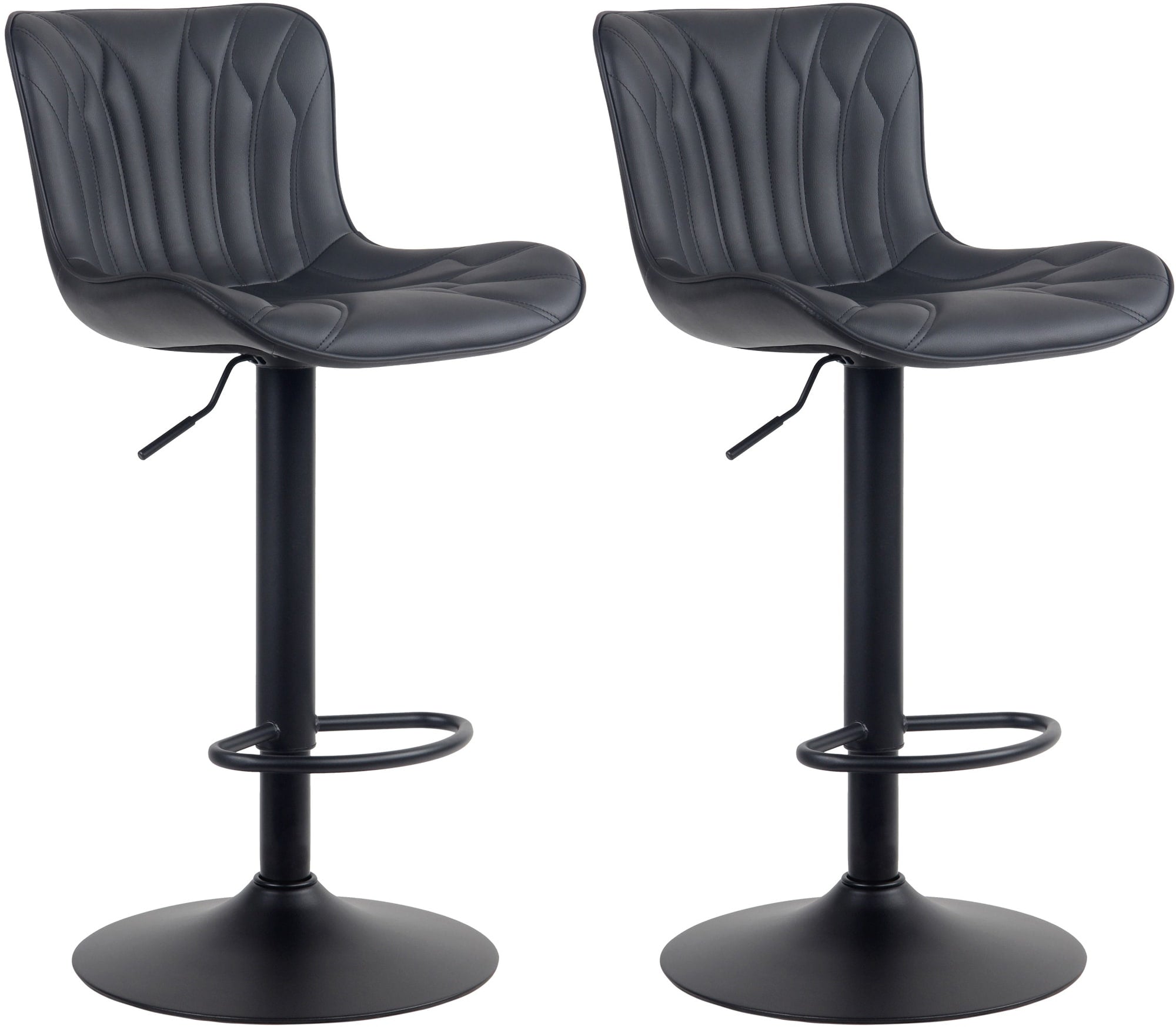 2-delige set Barkrukken - Barstoelen - Hoog Zitcomfort & Verstelbaar Kleur zwart Materiaal kunstleer
