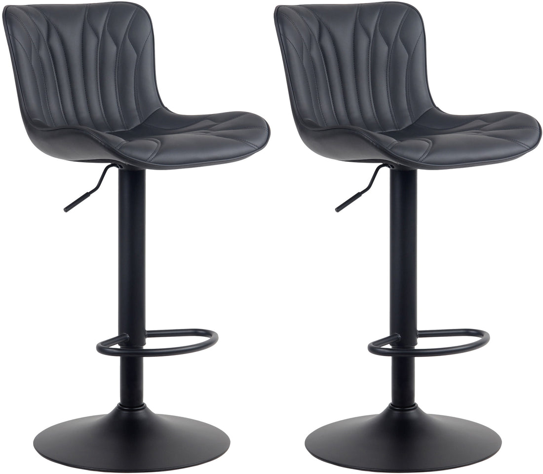 2-delige set Barkrukken - Barstoelen - Hoog Zitcomfort & Verstelbaar Kleur zwart Materiaal kunstleer