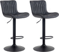 2-delige set Barkrukken - Barstoelen - Hoog Zitcomfort & Verstelbaar Kleur zwart Materiaal kunstleer