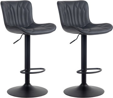 2-delige set Barkrukken - Barstoelen - Hoog Zitcomfort & Verstelbaar Kleur zwart Materiaal kunstleer
