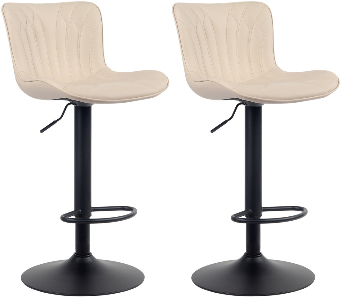 2-delige set Barkrukken - Barstoelen - Hoog Zitcomfort & Verstelbaar Kleur zwart Materiaal kunstleer