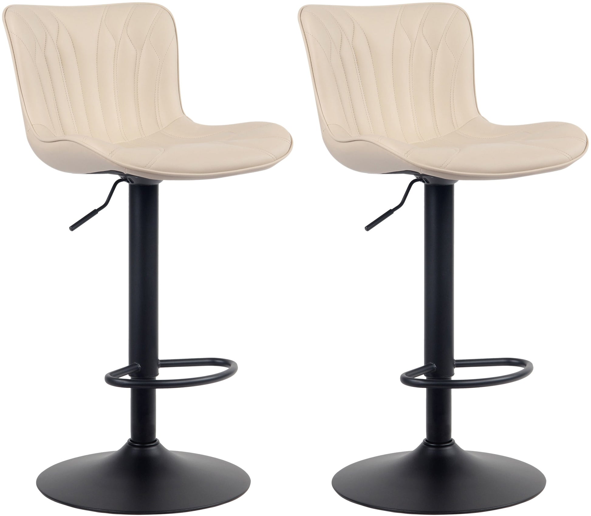 2-delige set Barkrukken - Barstoelen - Hoog Zitcomfort & Verstelbaar Kleur crème Materiaal kunstleer