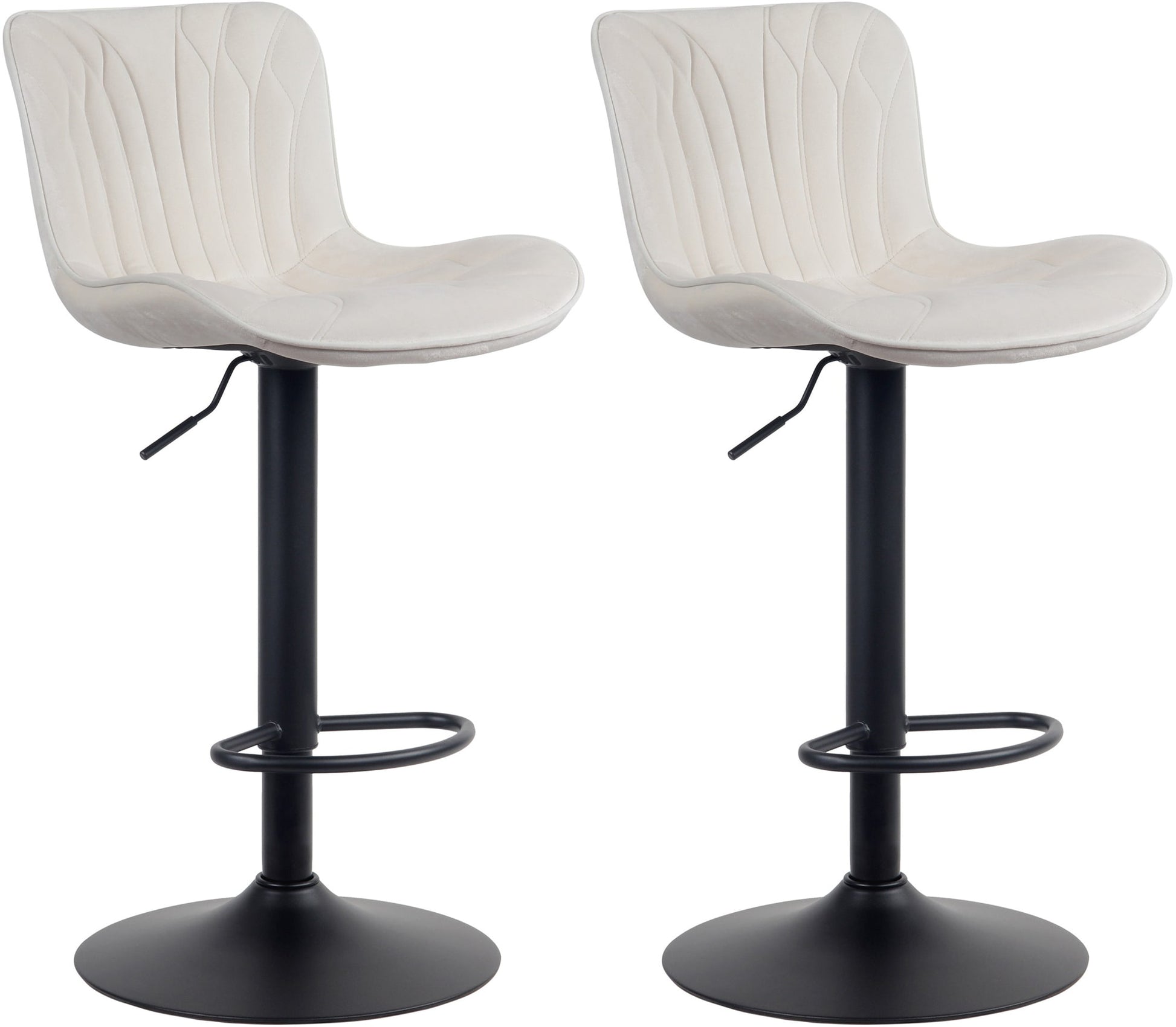2-delige set Barkrukken - Barstoelen - Hoog Zitcomfort & Verstelbaar Kleur crème Materiaal zacht