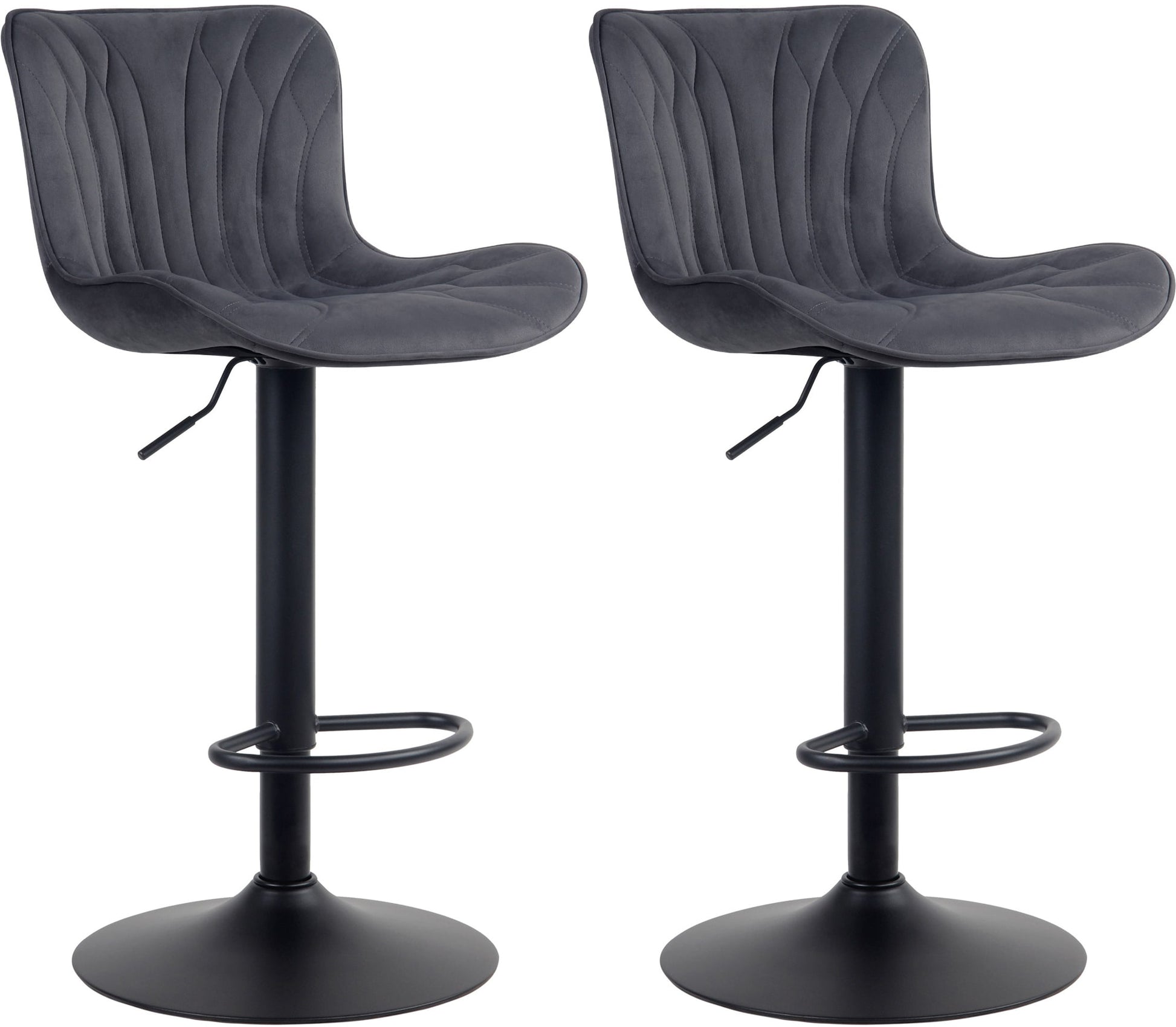 2-delige set Barkrukken - Barstoelen - Hoog Zitcomfort & Verstelbaar Kleur zwart Materiaal zacht
