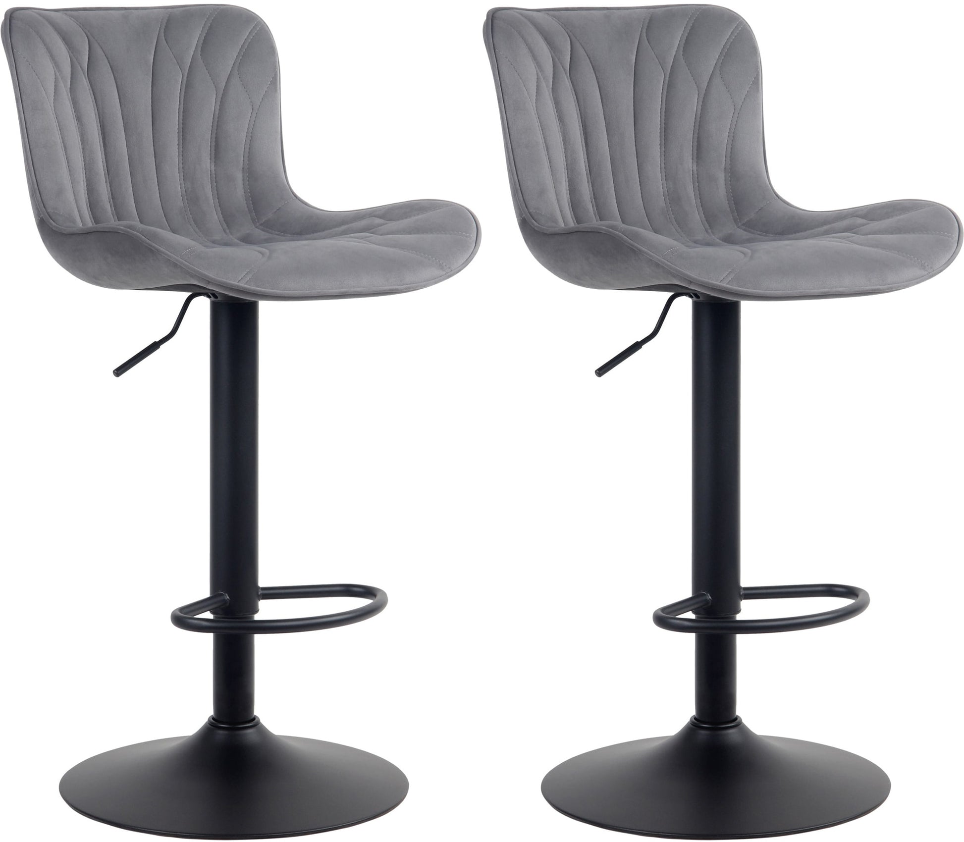 2-delige set Barkrukken - Barstoelen - Hoog Zitcomfort & Verstelbaar Kleur donkergrijs Materiaal zacht
