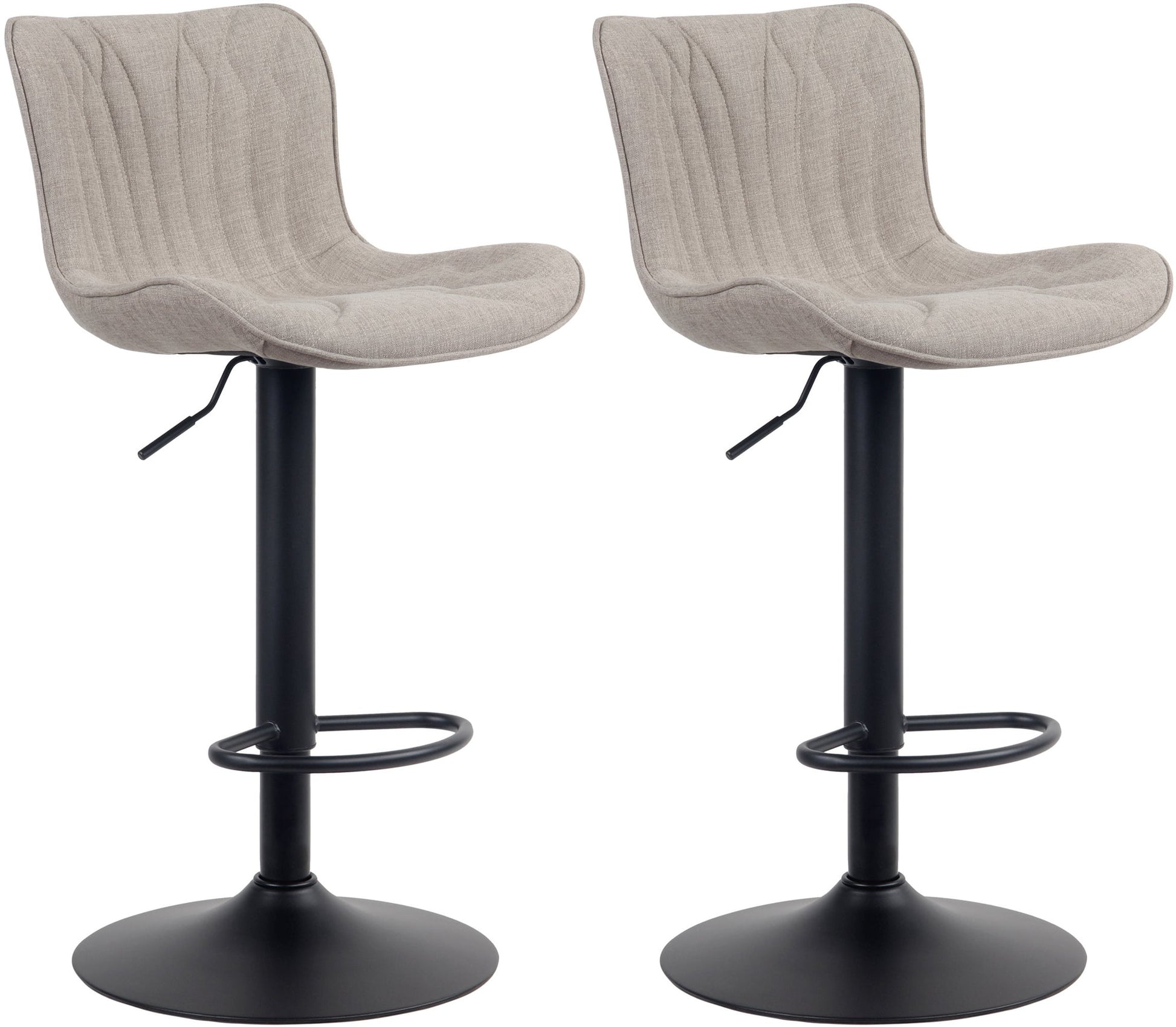 2-delige set Barkrukken - Barstoelen - Hoog Zitcomfort & Verstelbaar Kleur taupe Materiaal Stof