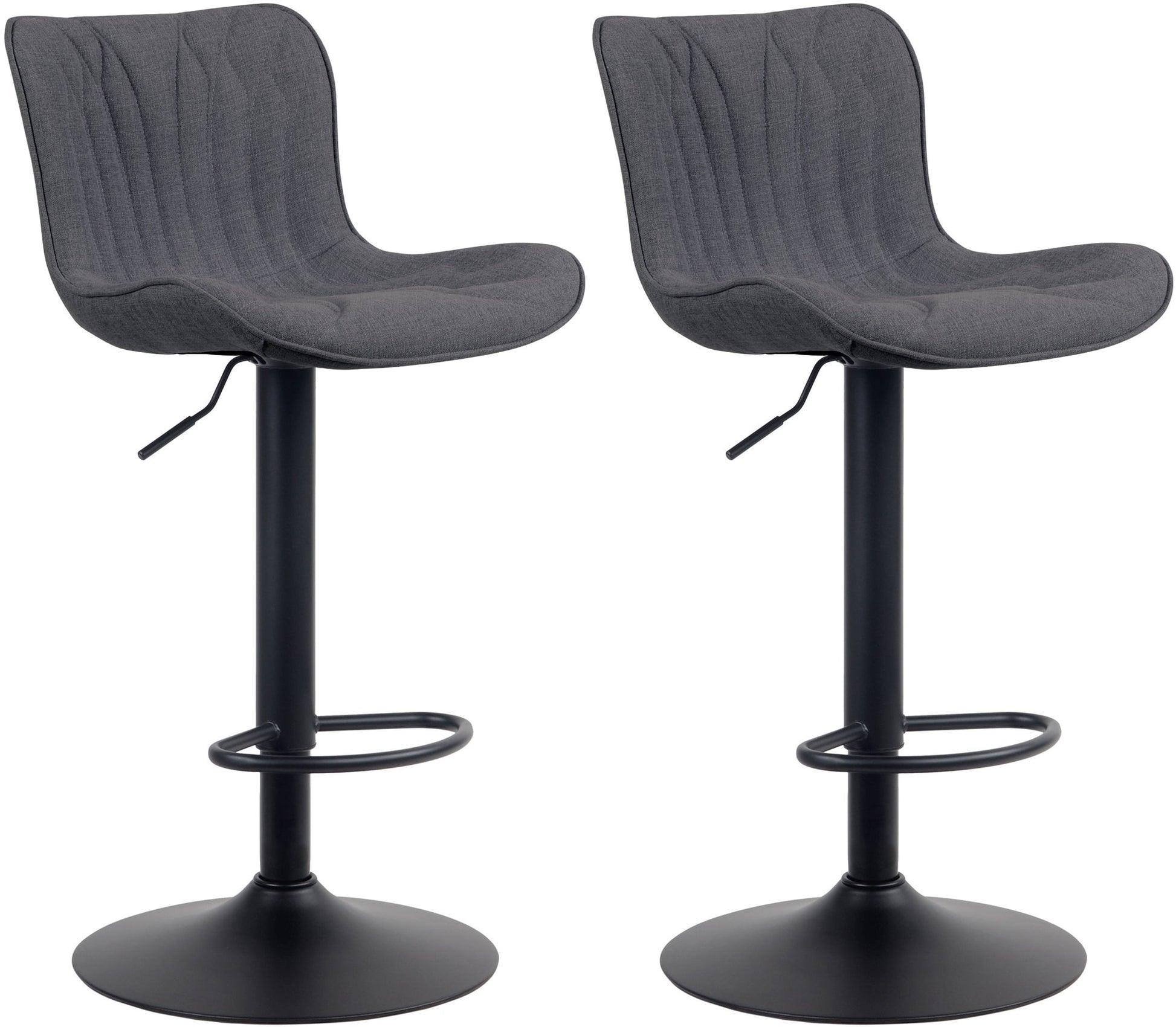 2-delige set Barkrukken - Barstoelen - Hoog Zitcomfort & Verstelbaar Kleur zwart Materiaal Stof