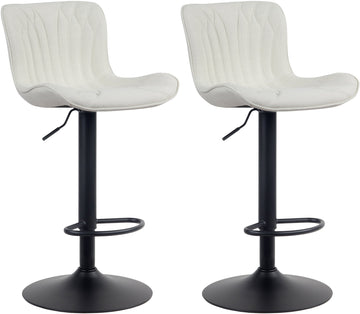 Set van 2 Barkrukken - Hockers - Verstelbare Hoogte, Modern Design Kleur crème
