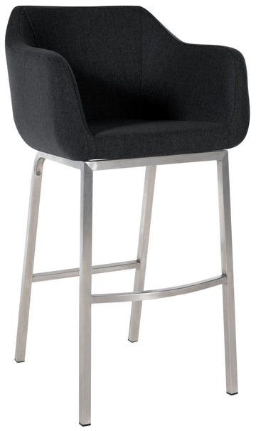 Elegant Design Barkruk, Stijlvolle Kruk, Maximaal Zitcomfort - Vilt & RVS Frame Kleur antraciet