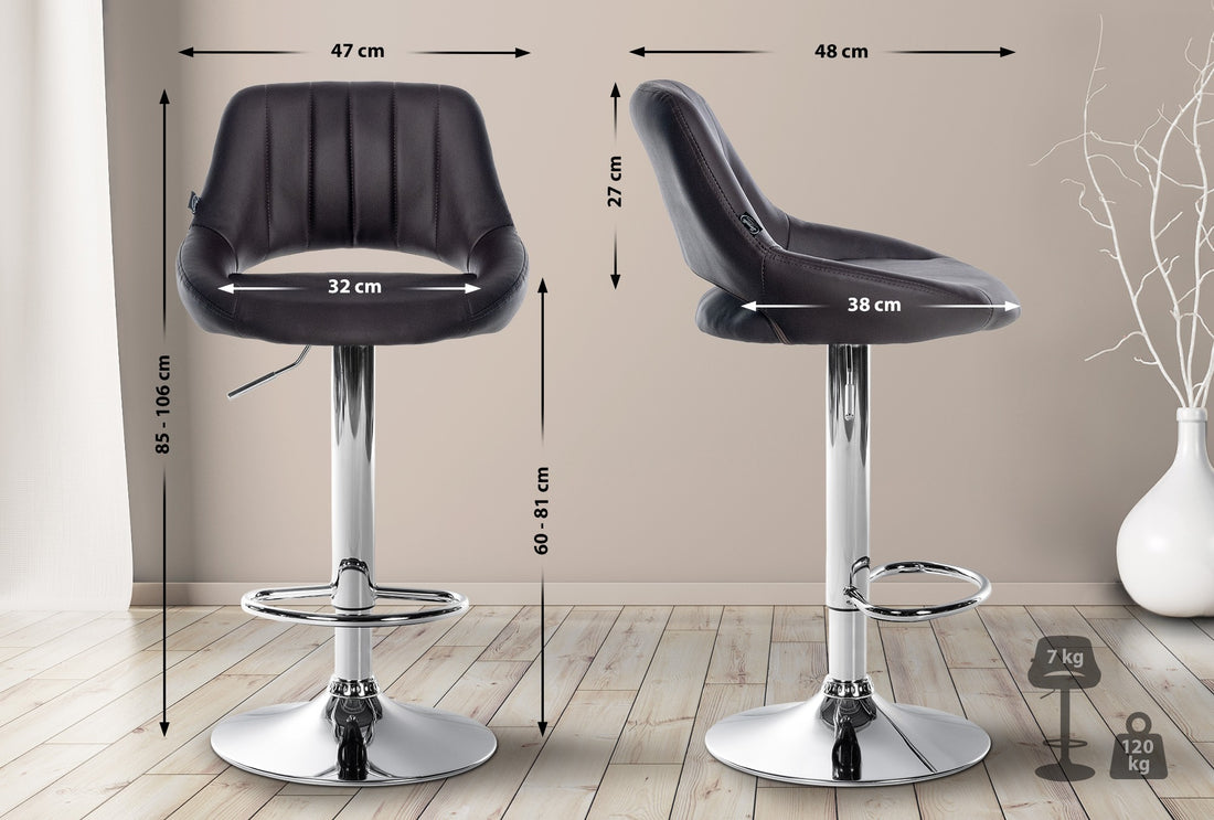 Kunstleren Barkruk - Zwenkbare Kruk - Ergonomisch Design voor Comfort en Stabiliteit Kleur bruin