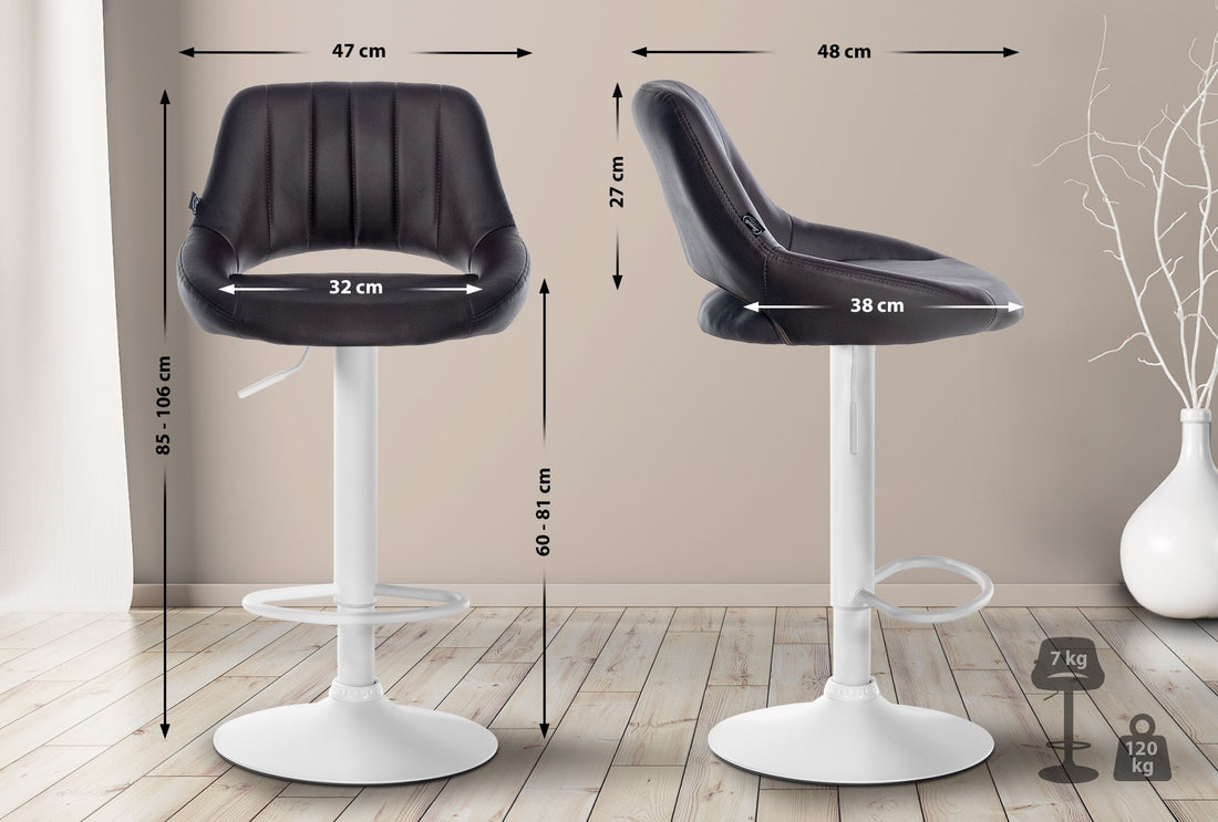 Kunstlederen Barkruk - Barstoel - Verstelbaar & 360° Draaiend Kleur bruin