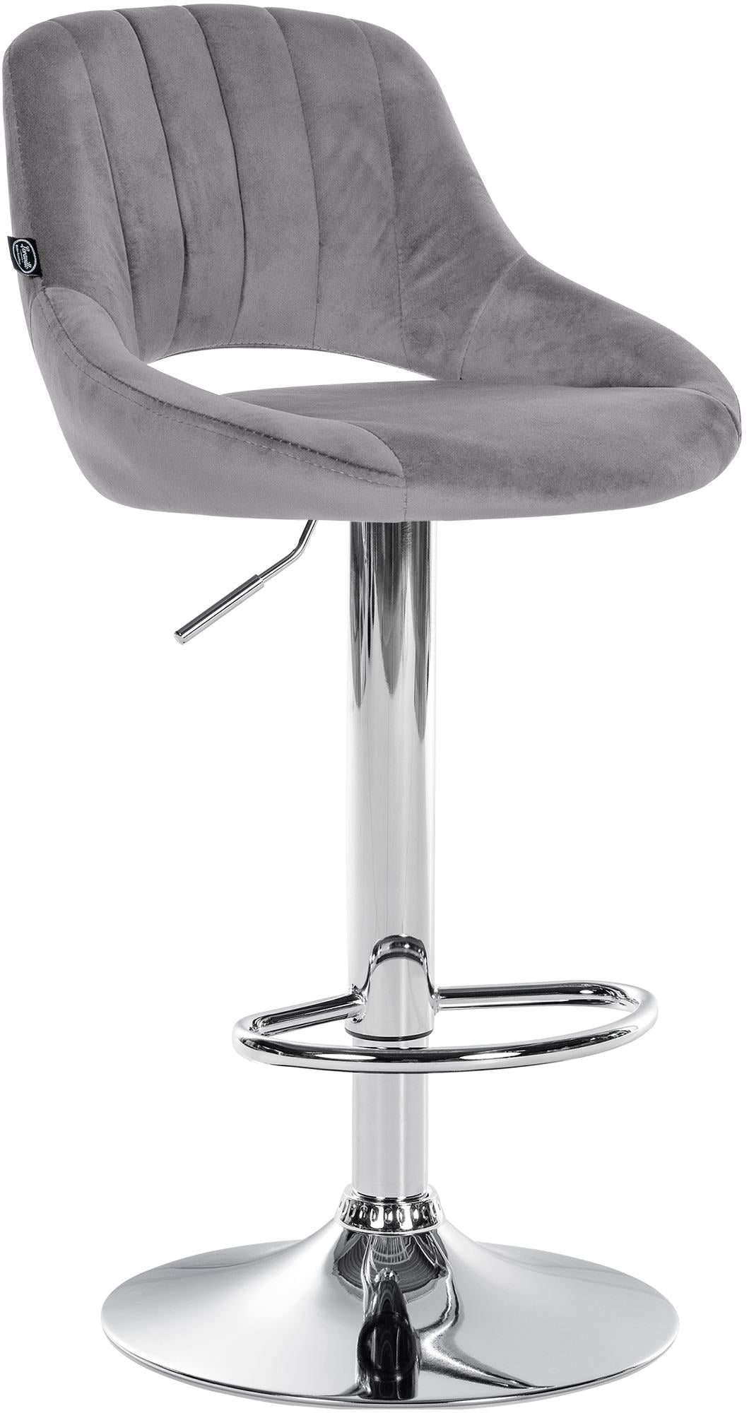Barkruk - Kruk - Fluwelen Bekleding voor Comfort - Metalen Frame Kleur donkergrijs