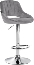 Barkruk - Kruk - Fluwelen Bekleding voor Comfort - Metalen Frame Kleur donkergrijs