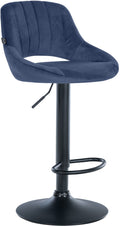 Barkruk met Fluwelen Bekleding - Luxe Stoel - Verstelbare Zithoogte, Beschermt Vloeren Kleur blauw Onderstel Kleur zwart