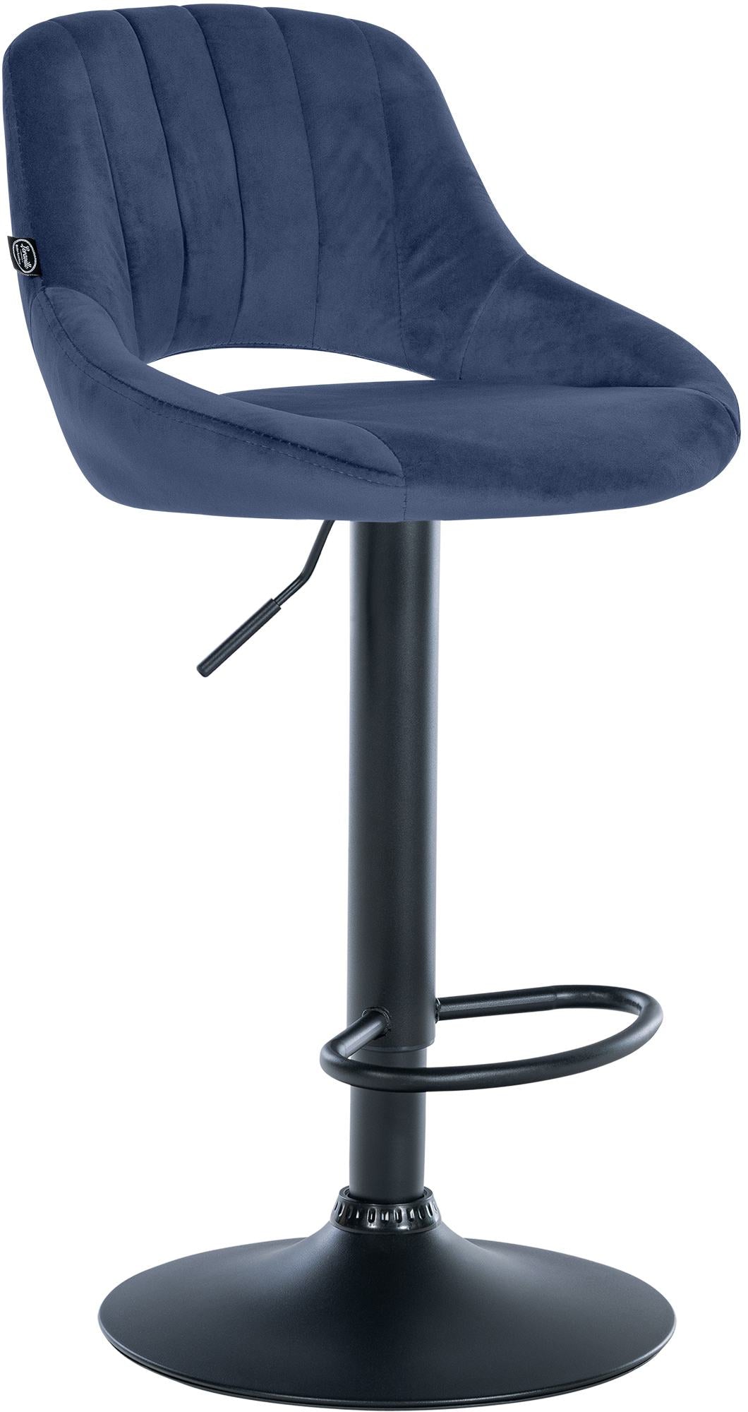 Barkruk met Fluwelen Bekleding - Luxe Stoel - Verstelbare Zithoogte, Beschermt Vloeren Kleur blauw Onderstel Kleur zwart