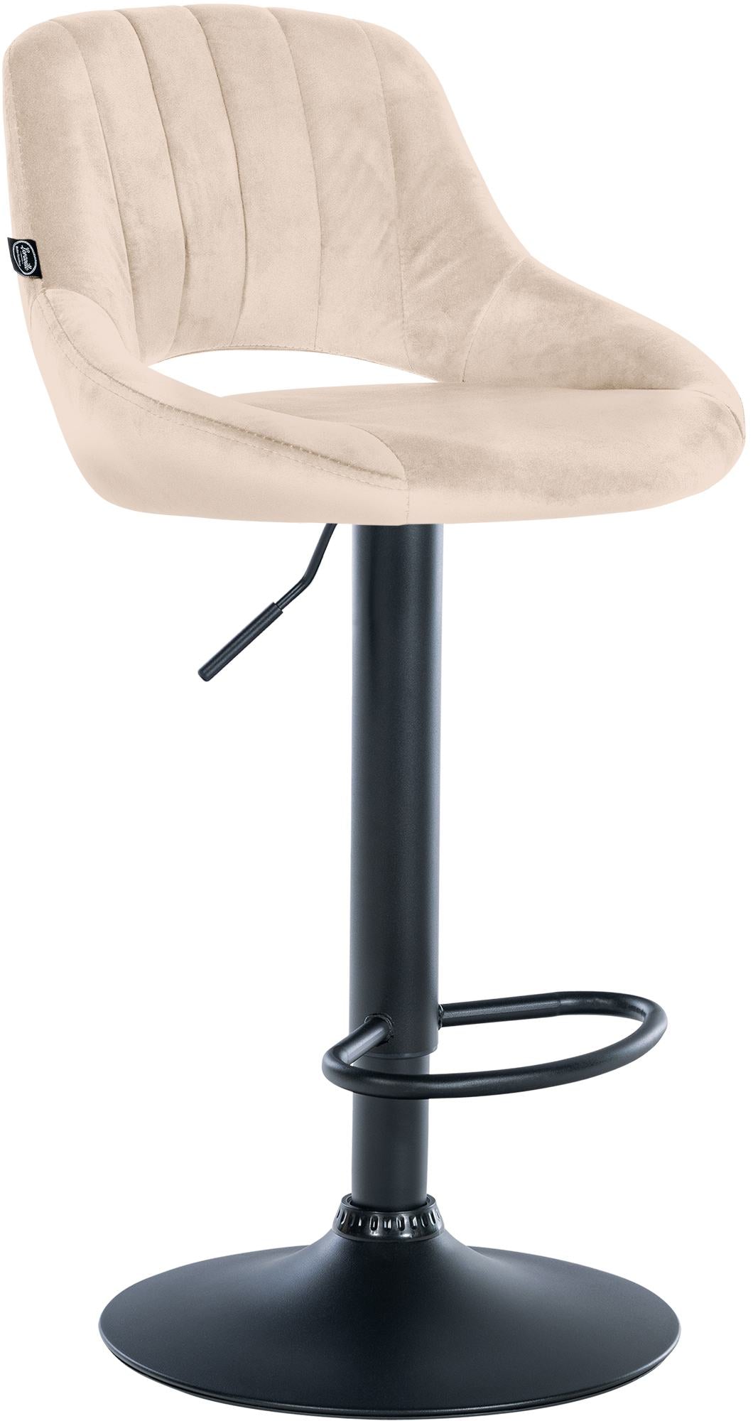 Barkruk met Fluwelen Bekleding - Luxe Stoel - Verstelbare Zithoogte, Beschermt Vloeren Kleur crème Onderstel Kleur zwart