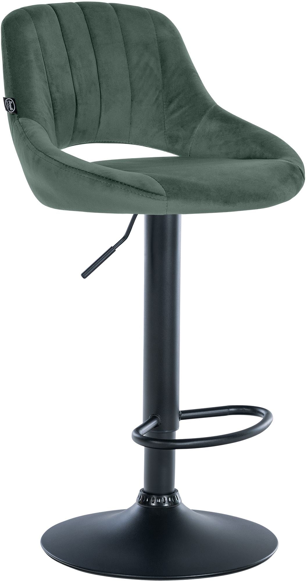 Barkruk met Fluwelen Bekleding - Luxe Stoel - Verstelbare Zithoogte, Beschermt Vloeren Kleur groen Onderstel Kleur zwart