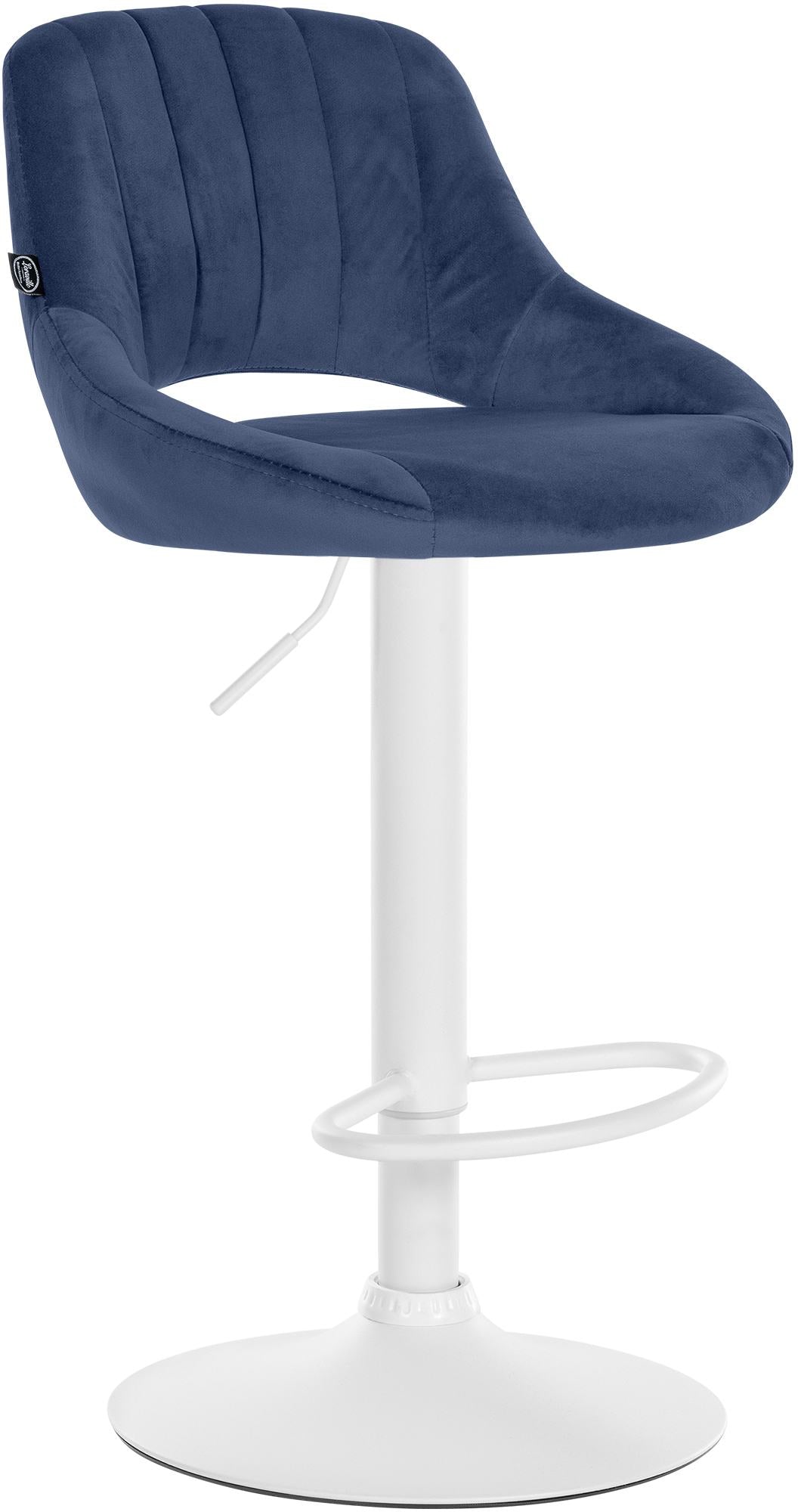 Barkruk met Fluwelen Bekleding - Luxe Stoel - Verstelbare Zithoogte, Beschermt Vloeren Kleur blauw Onderstel Kleur wit
