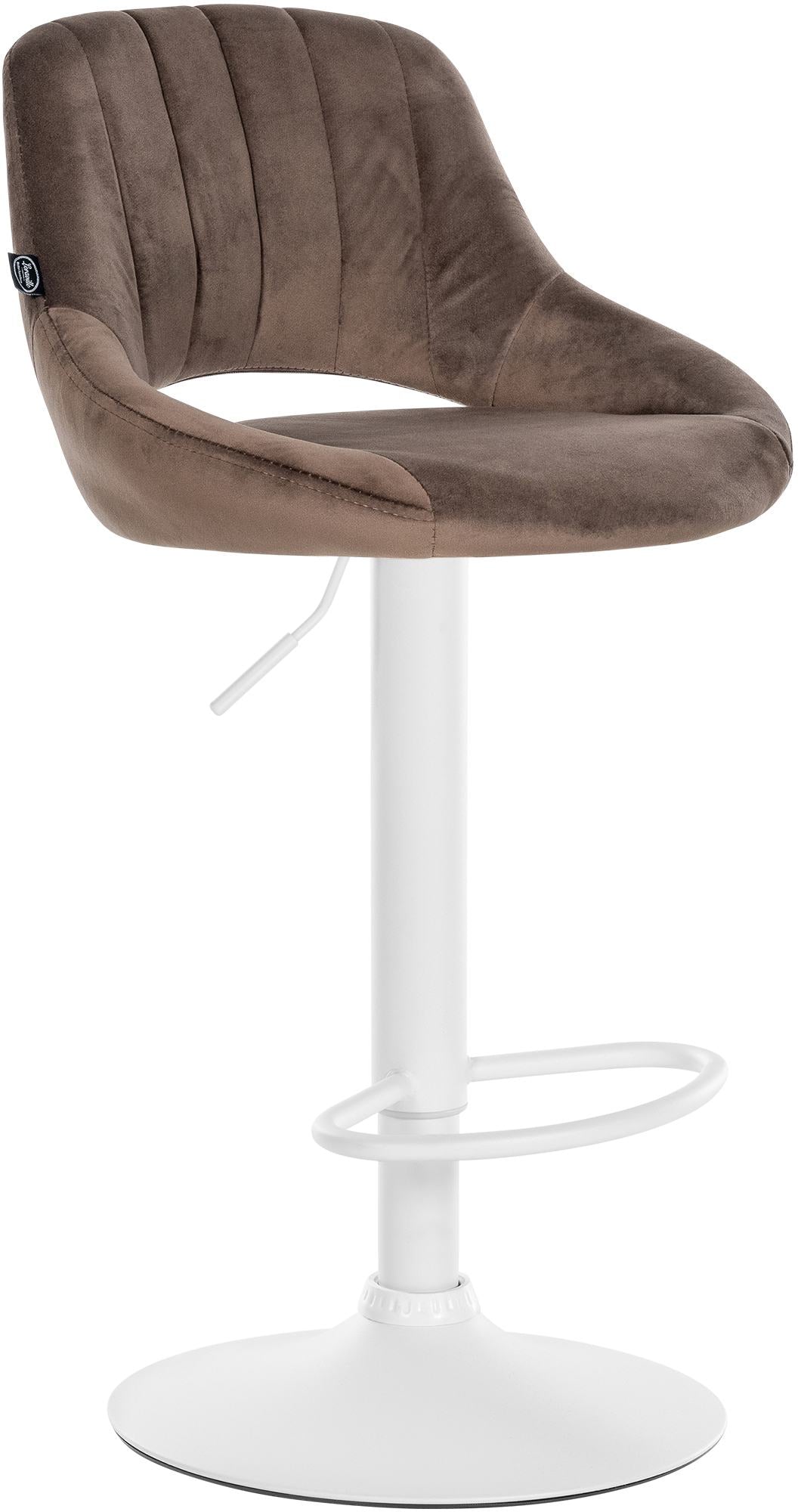 Barkruk met Fluwelen Bekleding - Luxe Stoel - Verstelbare Zithoogte, Beschermt Vloeren Kleur bruin Onderstel Kleur wit