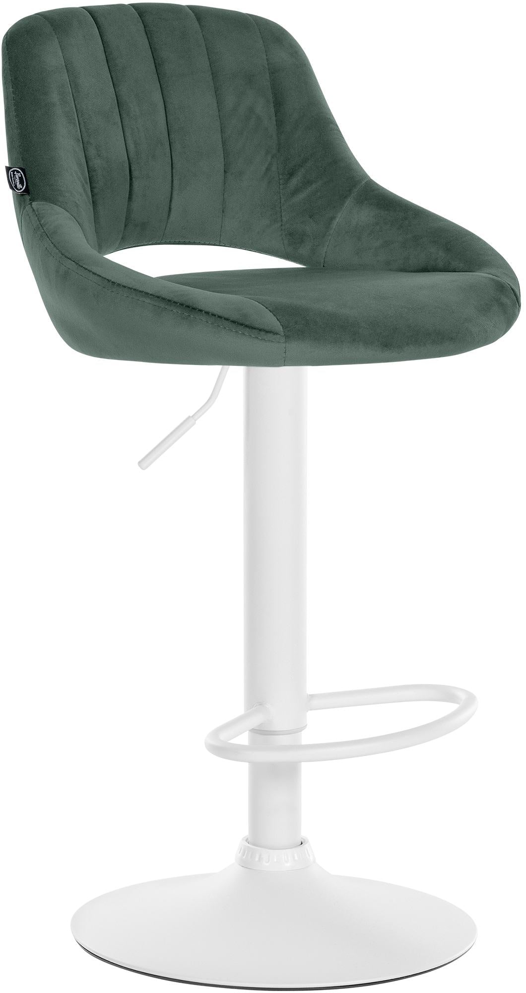 Barkruk Fluweel - Moderne Hoge Kruk, Verstelbaar Frame, 360° Draaifunctie en Voetsteun Kleur groen