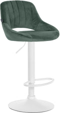 Barkruk Fluweel - Moderne Hoge Kruk, Verstelbaar Frame, 360° Draaifunctie en Voetsteun Kleur groen