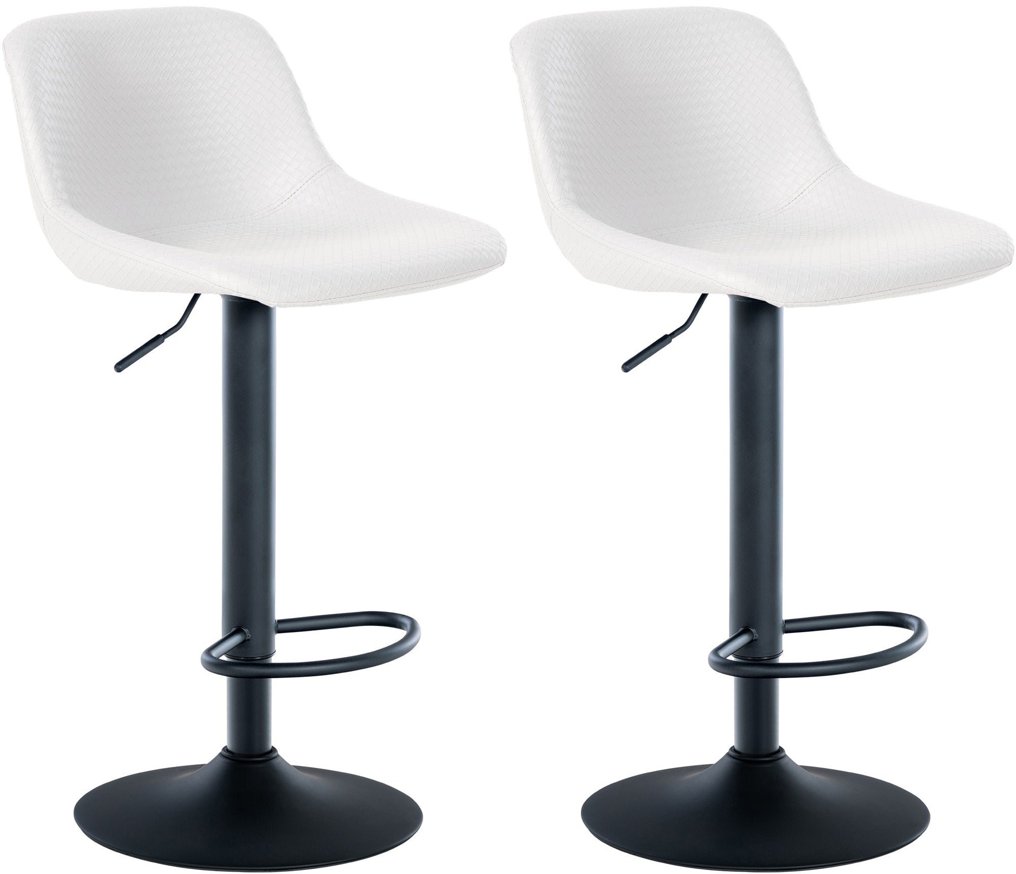 Set van 2 Draaibare Barkrukken - Stoelen - Comfortabele Rugleuning & Verstelbare Hoogte Kleur wit