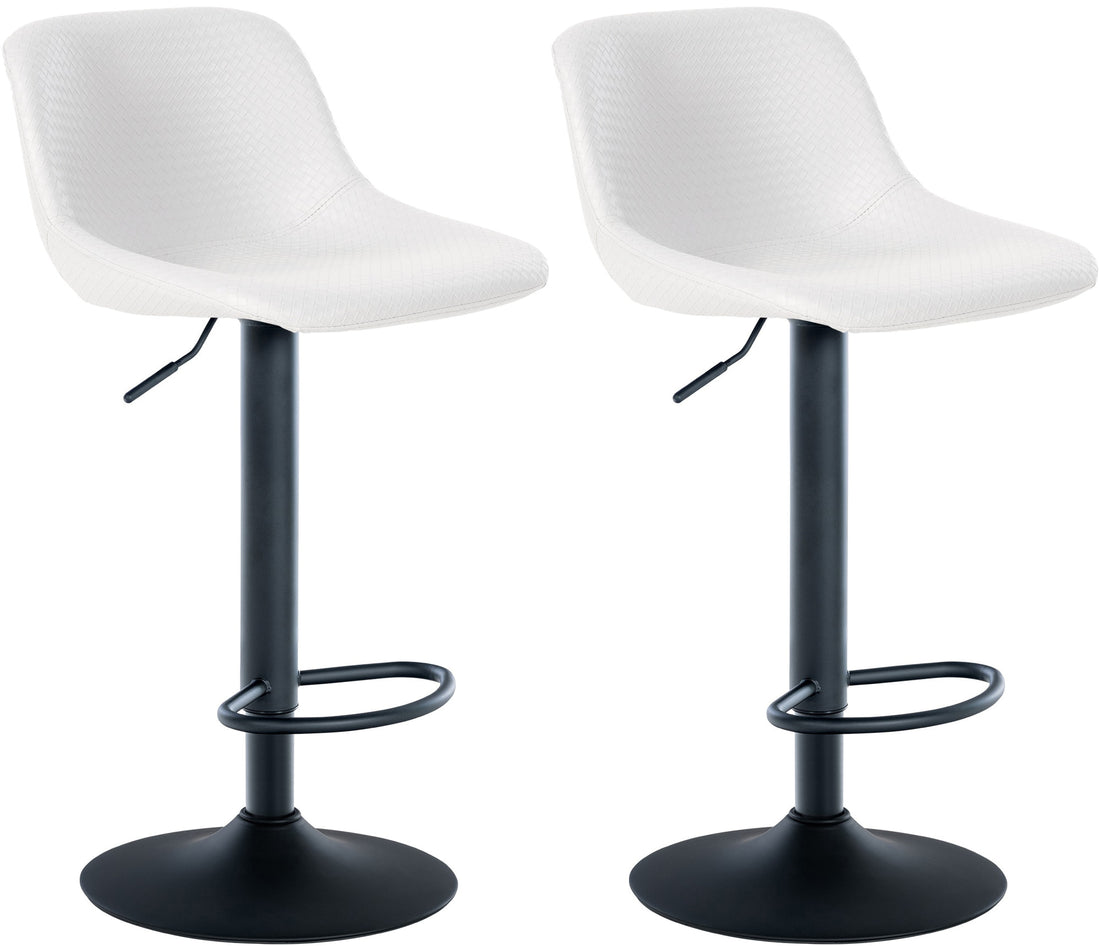 Set van 2 Draaibare Barkrukken - Stoelen - Comfortabele Rugleuning & Verstelbare Hoogte Kleur wit