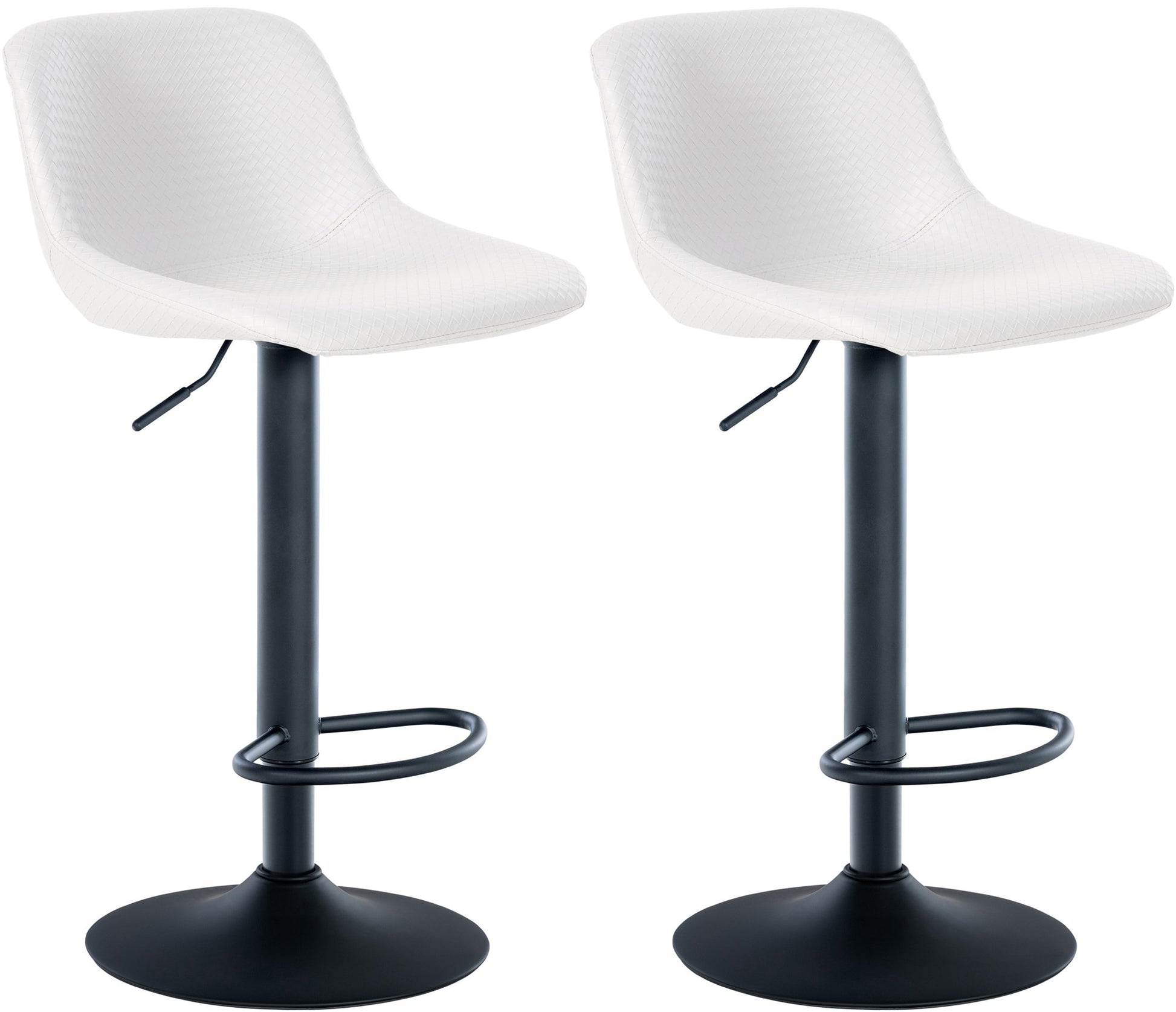 Set van 2 Draaibare Barkrukken - Stoelen - Comfortabele Rugleuning & Verstelbare Hoogte Kleur wit