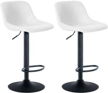 Set van 2 Draaibare Barkrukken - Stoelen - Comfortabele Rugleuning & Verstelbare Hoogte Kleur wit