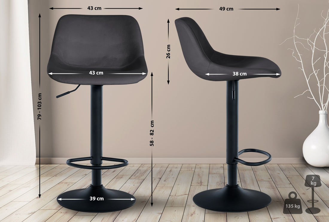 Moderne Barkrukken Set - Design Krukken - Hoog Zitcomfort, 360° Draaibaarheidsvoordeel Kleur donkergrijs