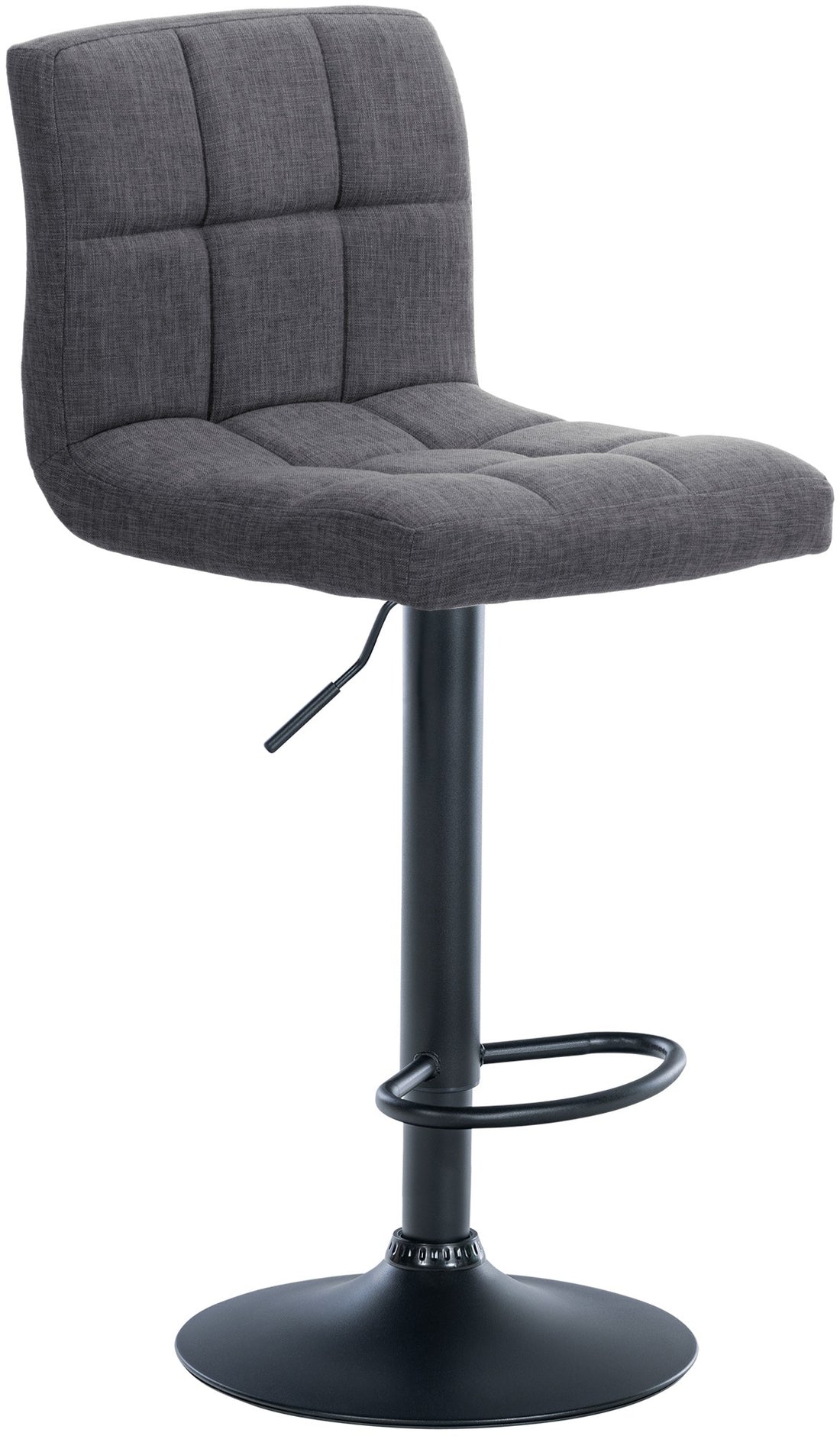 Stoff Barstoel - Kruk - Verstelbare Hoogte en Comfort, 360° Draaibaar - Polyester Stof Kleur lichtgrijs Onderstel Kleur zwart
