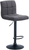 Stoff Barstoel - Kruk - Verstelbare Hoogte en Comfort, 360° Draaibaar - Polyester Stof Kleur lichtgrijs Onderstel Kleur zwart