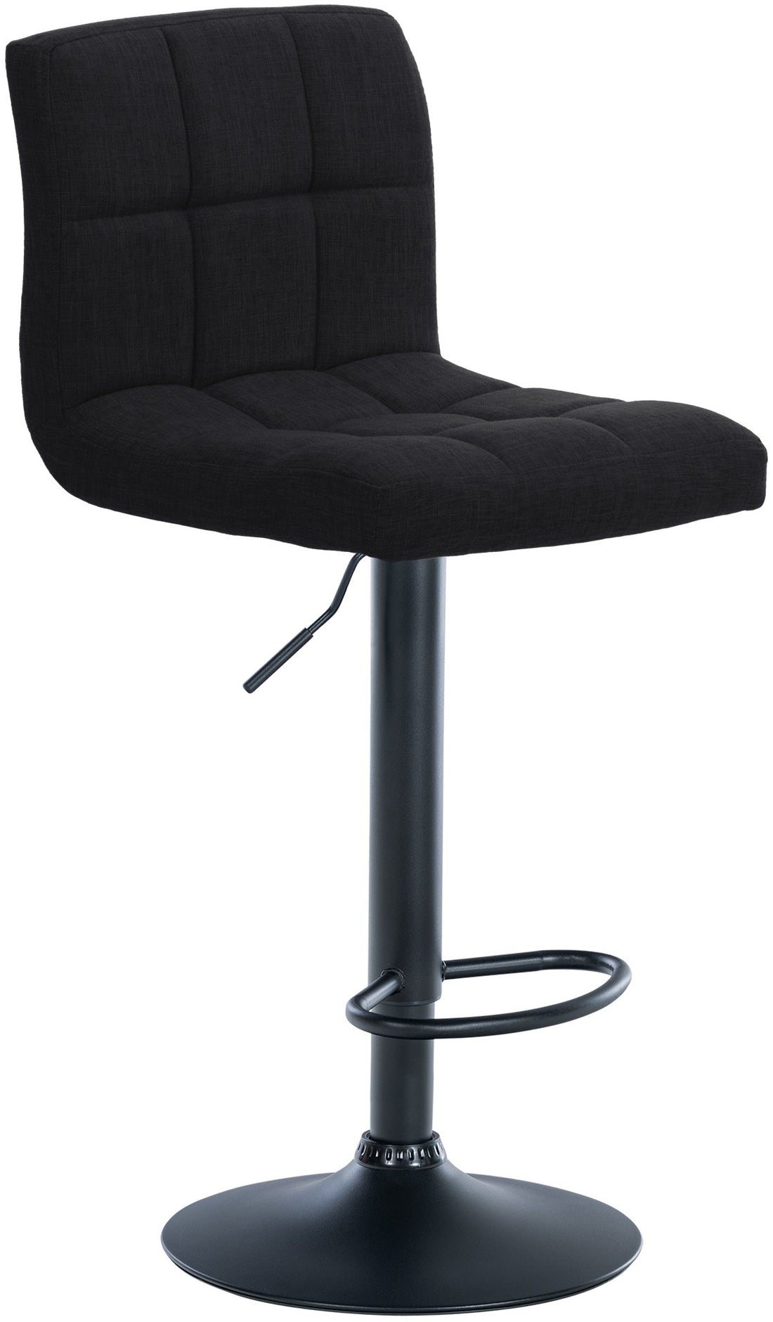 Stoff Barstoel - Kruk - Verstelbare Hoogte en Comfort, 360° Draaibaar - Polyester Stof Kleur lichtgrijs Onderstel Kleur zwart