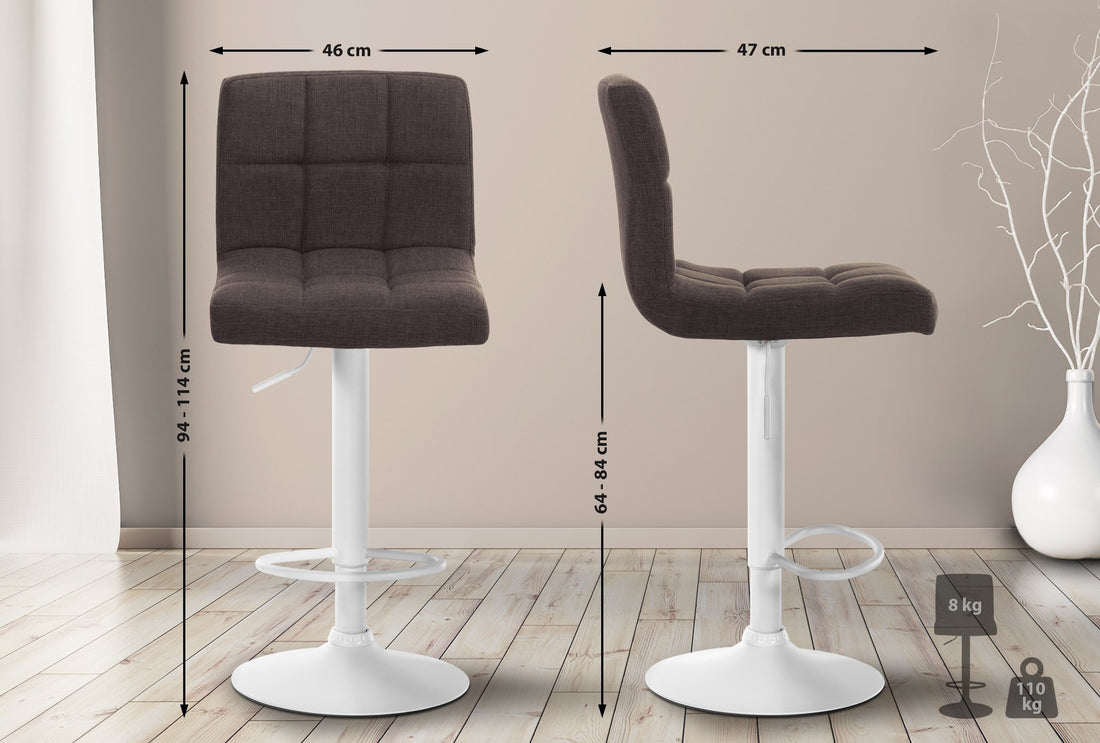 Barkruk met Stof - Rotan Kruk - Hoogte verstelbaar en 360° draaibaar Kleur bruin