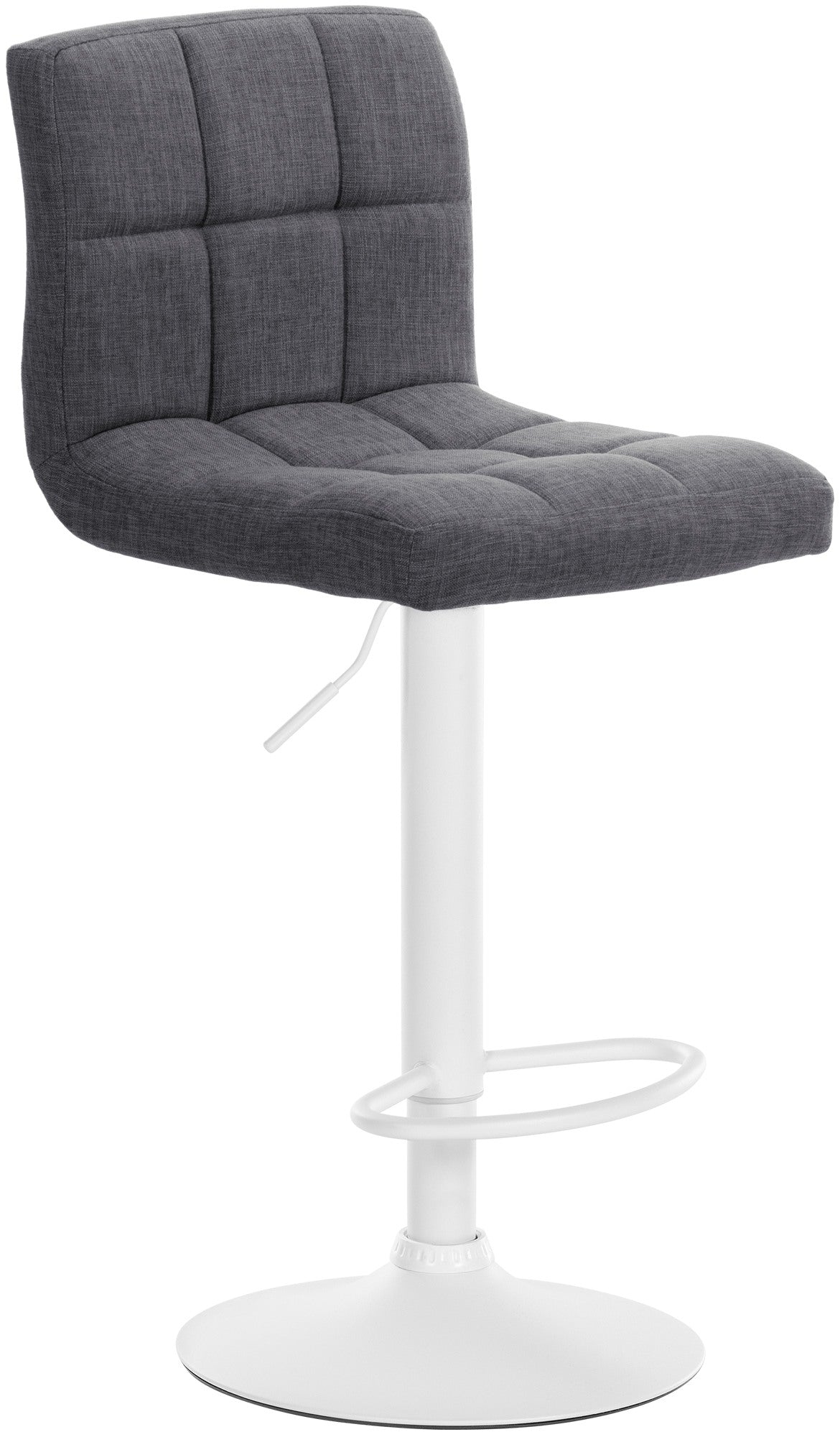 Stoff Barstoel - Kruk - Verstelbare Hoogte en Comfort, 360° Draaibaar - Polyester Stof Kleur lichtgrijs Onderstel Kleur wit