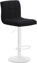 Stoff Barstoel - Kruk - Verstelbare Hoogte en Comfort, 360° Draaibaar - Polyester Stof Kleur zwart Onderstel Kleur wit