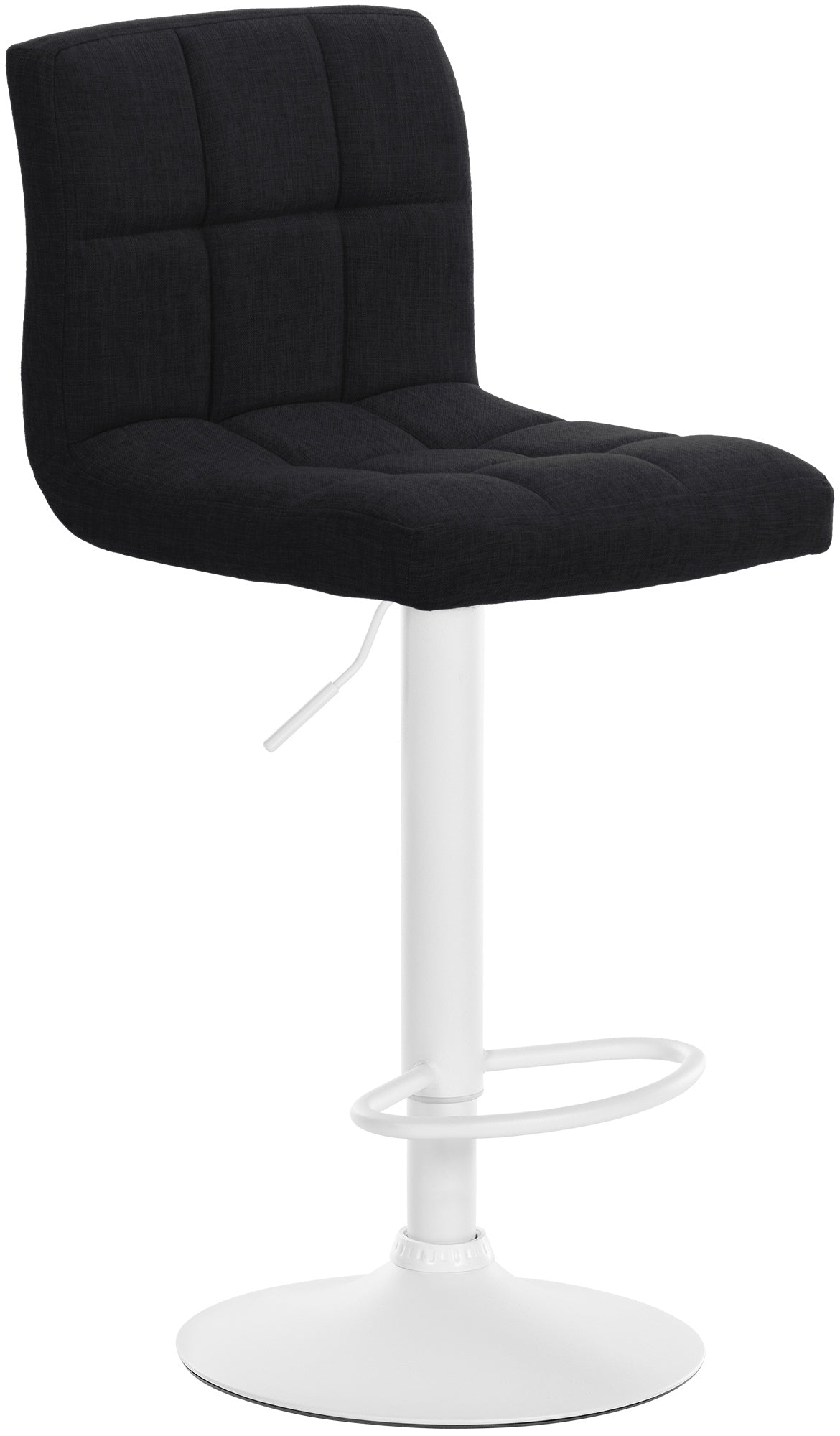 Stoff Barstoel - Kruk - Verstelbare Hoogte en Comfort, 360° Draaibaar - Polyester Stof Kleur zwart Onderstel Kleur wit