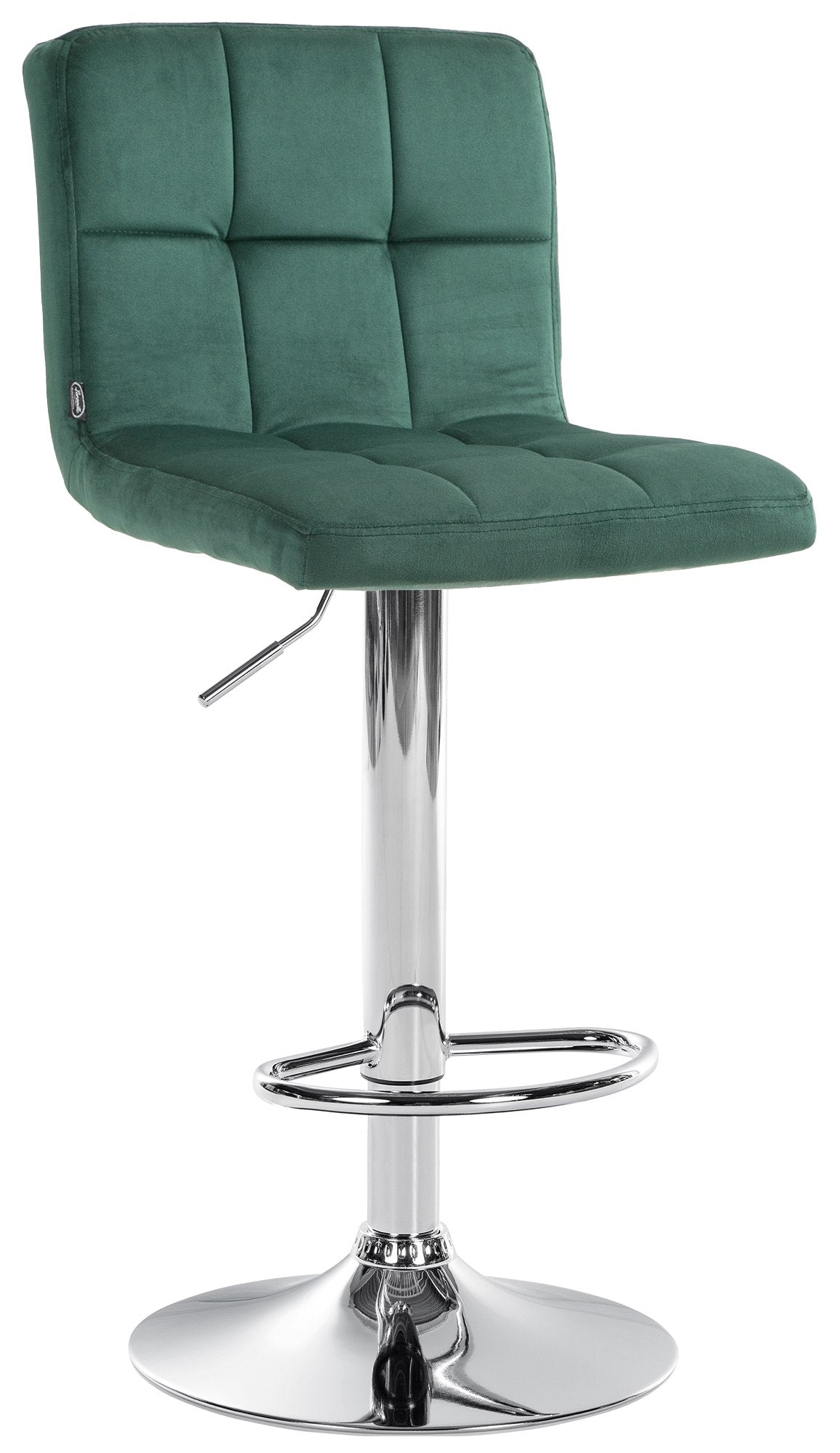 Fluwelen Barkruk - Comfort Kruk - Verstelbaar & Draaibaar voor Ultiem Zitgemak Kleur groen Onderstel Kleur chroom