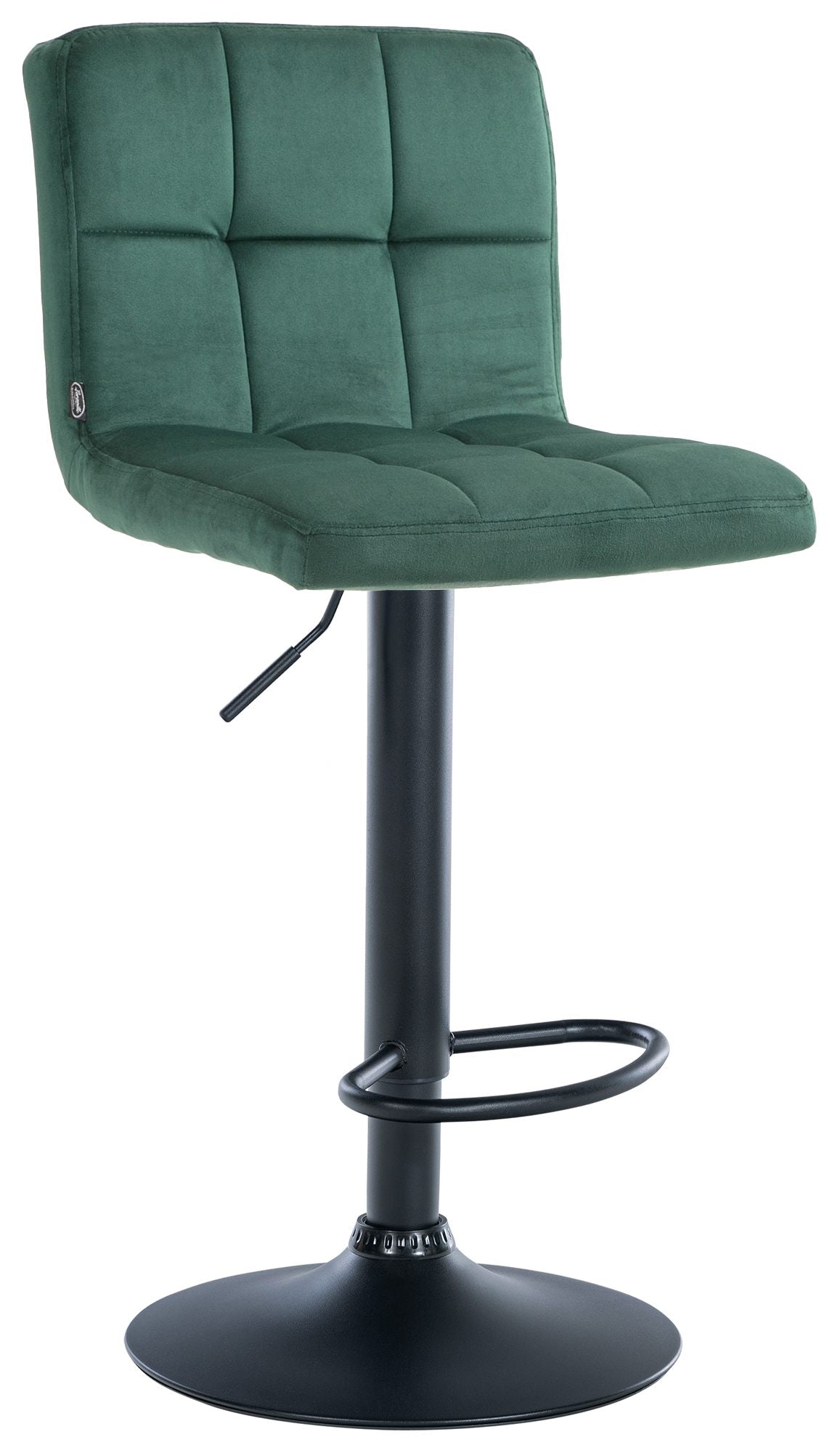 Fluwelen Barkruk - Comfort Kruk - Verstelbaar & Draaibaar voor Ultiem Zitgemak Kleur groen Onderstel Kleur zwart