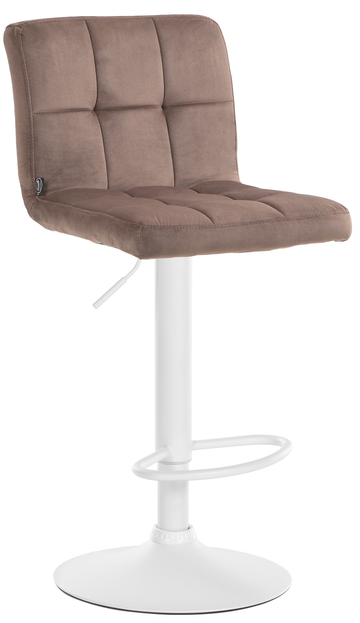 Fluwelen Barkruk - Comfort Kruk - Verstelbaar & Draaibaar voor Ultiem Zitgemak Kleur bruin Onderstel Kleur wit