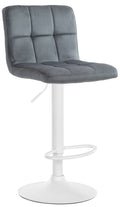 Fluwelen Barkruk - Comfort Kruk - Verstelbaar & Draaibaar voor Ultiem Zitgemak Kleur donkergrijs Onderstel Kleur wit