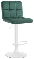 Fluwelen Barkruk - Comfort Kruk - Verstelbaar & Draaibaar voor Ultiem Zitgemak Kleur groen Onderstel Kleur wit
