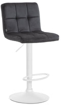 Fluwelen Barkruk - Comfort Kruk - Verstelbaar & Draaibaar voor Ultiem Zitgemak Kleur zwart Onderstel Kleur wit