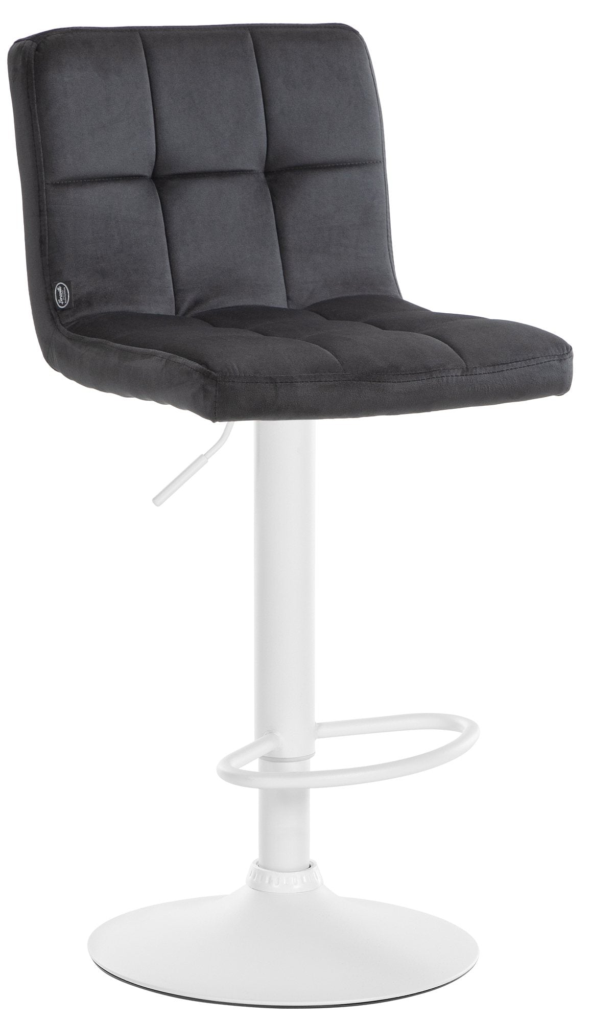 Fluwelen Barkruk - Comfort Kruk - Verstelbaar & Draaibaar voor Ultiem Zitgemak Kleur zwart Onderstel Kleur wit