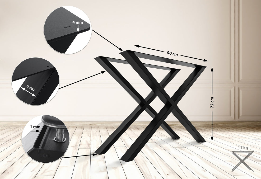 X-vormige Tafelpoten - Stalen Onderstel - Duurzaam & Modern Design Kleur zwart