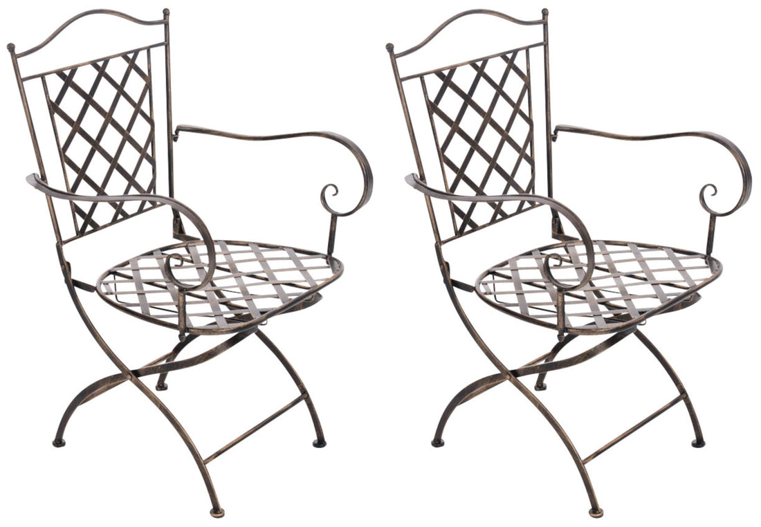 Set van 2 Sierlijke Tuinstoelen - Nostalgische Blikvangers - Handgemaakte Stabiele IJzeren Stoelen Kleur brons